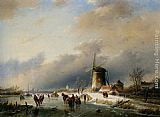 Figures Skating on a Frozen River by Jan Jacob Coenraad Spohler